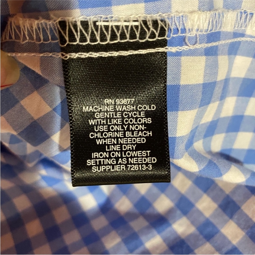 Liz Claiborne Lace Trimmed‎ Blue Gingham Top - Picture 8 of 8